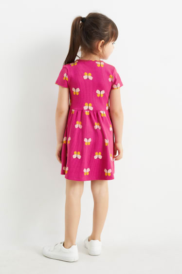 Kinderen - Vlinder - jurk - fuchsiarood