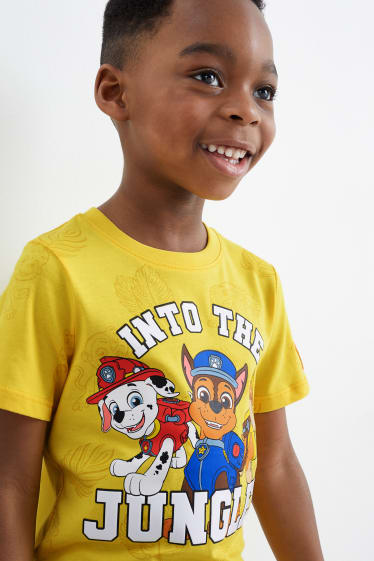 Dětské - Tlapková patrola - tričko s krátkým rukávem - se vzorem - žlutá