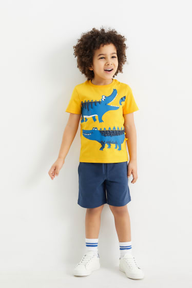 Dzieci - Krokodyl - zestaw - koszulka z krótkim rękawem i szorty - 2 części - żółty