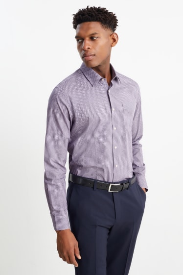 Heren - Business-overhemd - regular fit - kent - gemakkelijk te strijken - paars