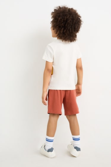 Kinder - Dino - Set - Kurzarmshirt und Shorts - 2 teilig - cremeweiss