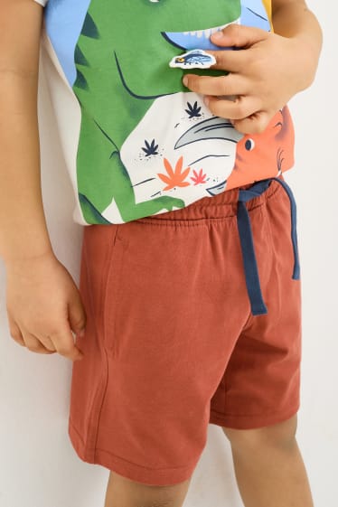 Bambini - Dinosauri - set - maglia a maniche corte e shorts - 2 pezzi - bianco crema