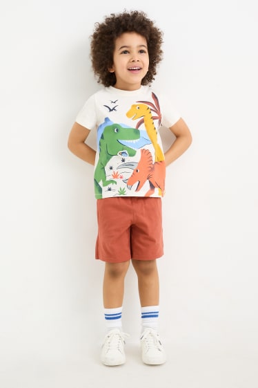 Niños - Dinosaurios - conjunto - camiseta de manga corta y shorts - 2 piezas - blanco roto