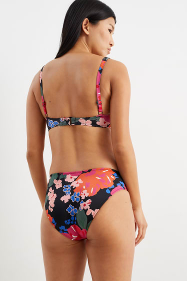 Dames - Bikinibroek - mid waist - LYCRA® XTRA LIFE™ - gebloemd - zwart