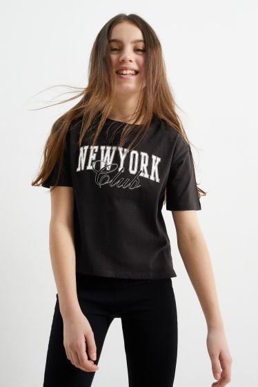 Kinder - New York - Kurzarmshirt - schwarz