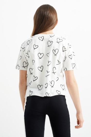 Copii - Inimă - tricou cu mânecă scurtă - alb-crem