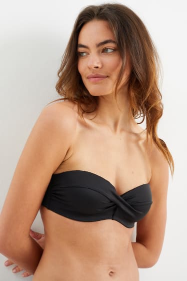 Damen - Bikini-Top mit Bügel - Bandeau - wattiert - schwarz