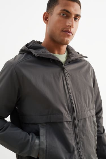 Men - Jacket with hood - water-repellent - dark gray
