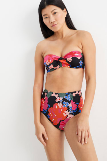 Women - Bikini bottoms - high waist - LYCRA® XTRA LIFE™ - floral - black