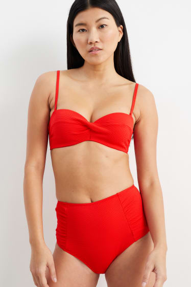 Donna - Reggiseno bikini con ferretti - fascia - imbottito - rosso