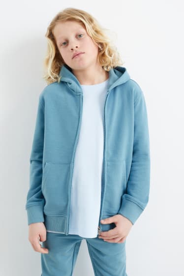Dětské - Tepláková bunda s kapucí - modrá