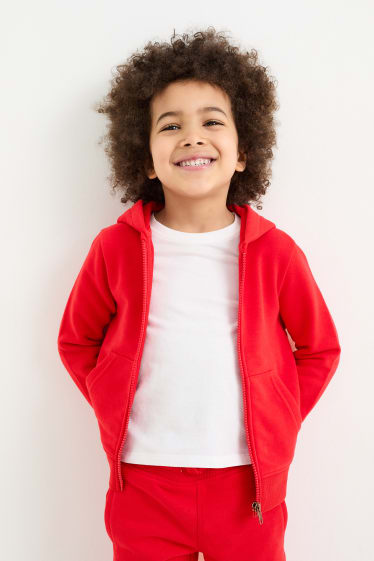 Dzieci - Rozpinana bluza z kapturem - czerwony