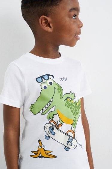 Dzieci - Krokodyl - komplet - koszulka z krótkim rękawem i szorty - 2 części - biały