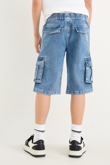 Kinder - Cargo-Jeans-Shorts - helljeansblau