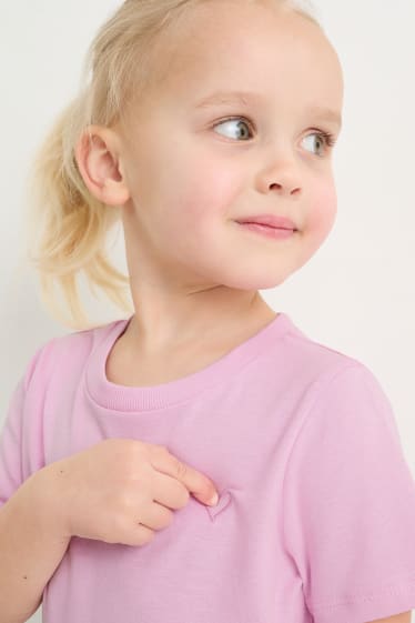 Bambini - Confezione da 3 - cuore - maglia a maniche corte - fucsia