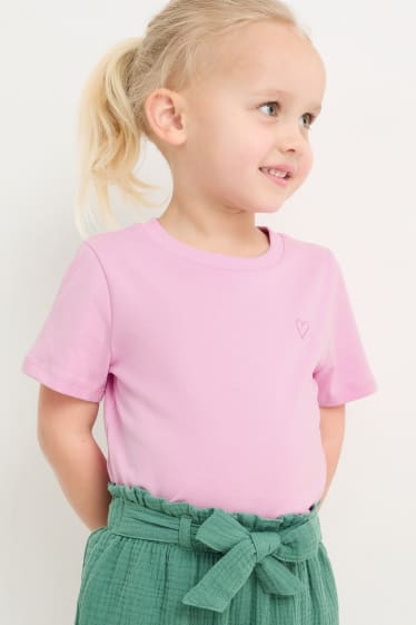 Enfants - Lot de 3 - cœurs - T-shirts - rose