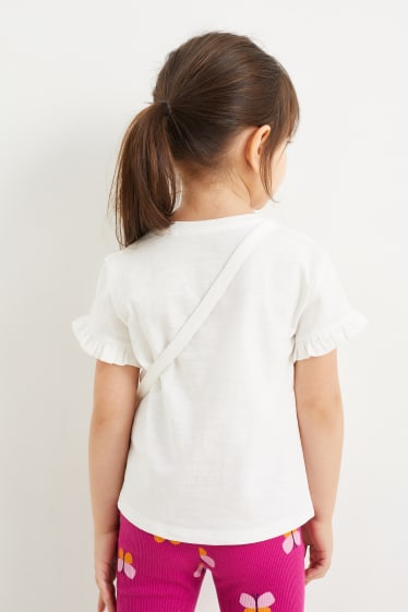 Children - Unicorn - set - short sleeve T-shirt and bag - 2 piece - cremewhite