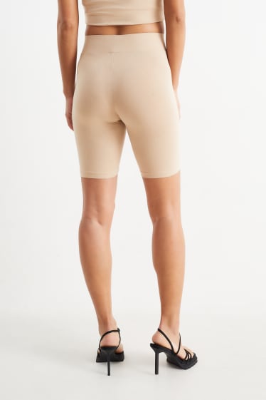 Damen - Multipack 2er - Basic-Biker-Shorts - taupe