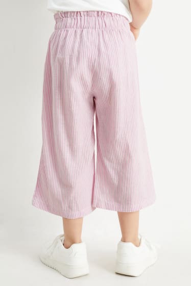 Enfants - Pantalon de toile - lin mélangé - à rayures - rose