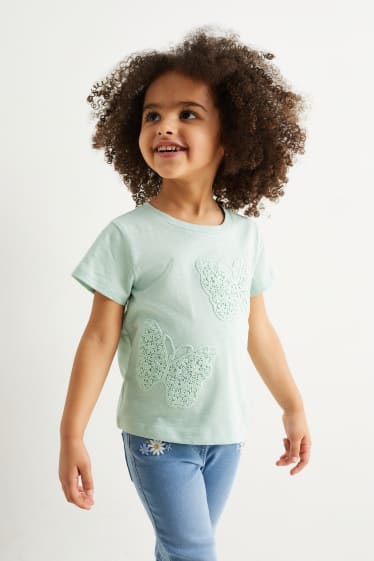 Dětské - Motivy motýla - tričko s krátkým rukávem - mátově zelená
