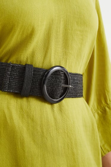 Mujer - Cinturón - imitación de rafia - negro