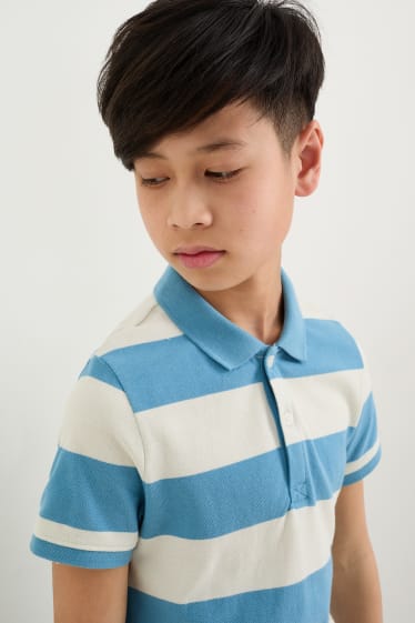 Kinder - Poloshirt - gestreift - blau