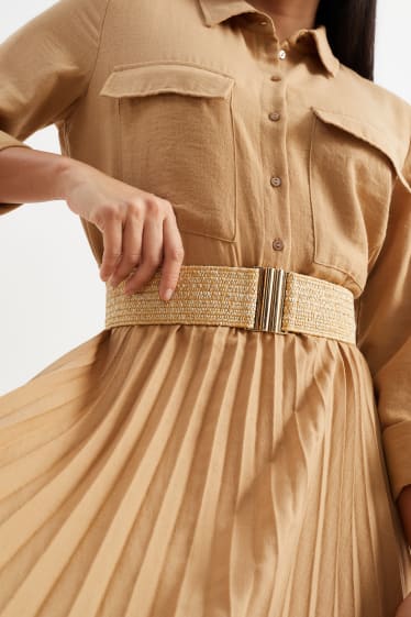 Mujer - Cinturón - imitación de rafia - beige claro