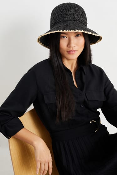 Women - Straw hat - black