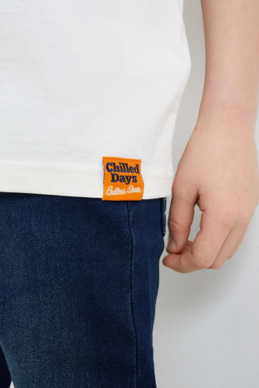 Kinder Buben - Tiger - Kurzarmshirt - cremeweiß