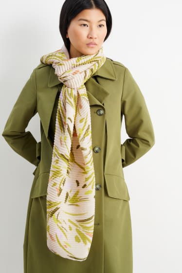 Women - Pleated scarf - patterned - cremewhite
