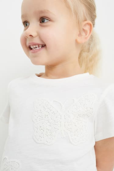 Dětské - Motivy motýla - tričko s krátkým rukávem - krémově bílá