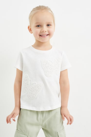 Dětské - Motivy motýla - tričko s krátkým rukávem - krémově bílá