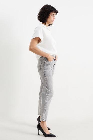 Women - Mom jeans - high waist - LYCRA® - denim-light gray