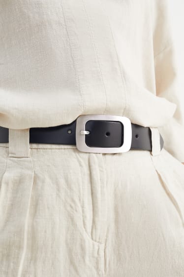 Femmes - Ceinture en cuir - noir