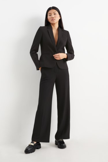 Dames - Business-broek - high waist - wide leg - zwart