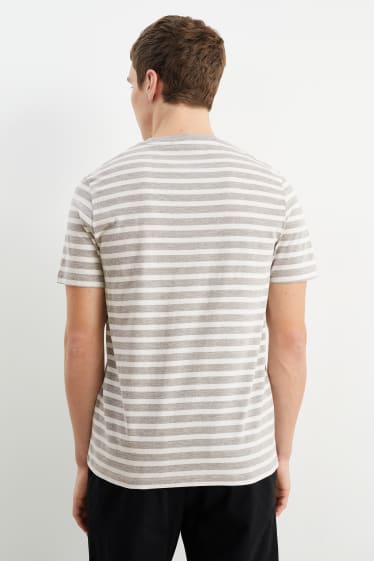 Uomo - T-shirt - a righe - bianco / grigio