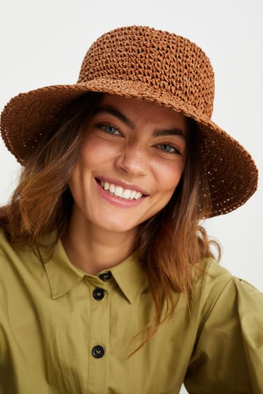 Femei - Pălărie de paie - maro