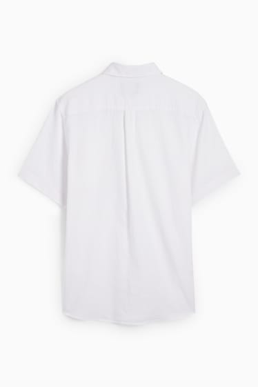 Uomo - Camicia - regular fit - colletto all’italiana - misto lino - bianco crema