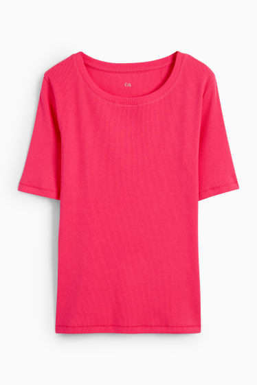 Dámské - Tričko basic - tmavě růžová
