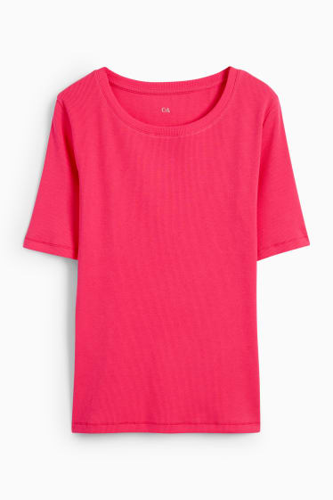 Damen - Basic-T-Shirt - dunkelrosa