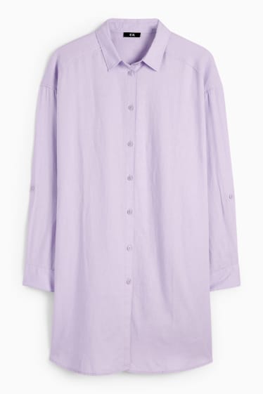 Mujer - Blusa - mezcla de lino - violeta claro
