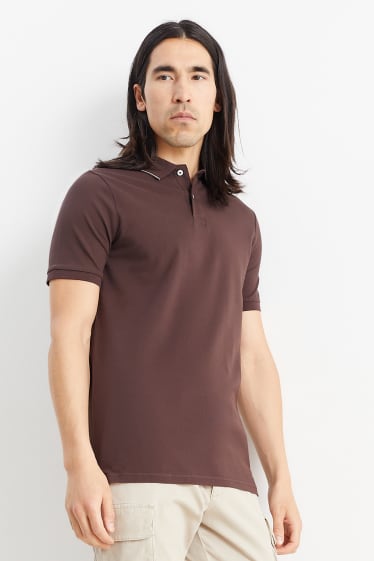 Mężczyźni - Koszulka polo - ciemnobrązowy