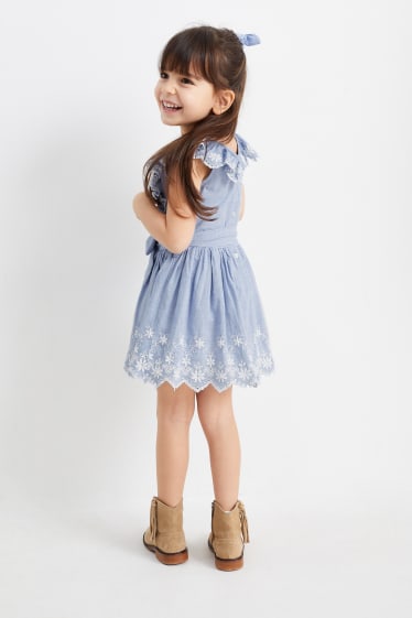 Kinder - Blume - Set - Kleid und Scrunchie - 2 teilig - blau