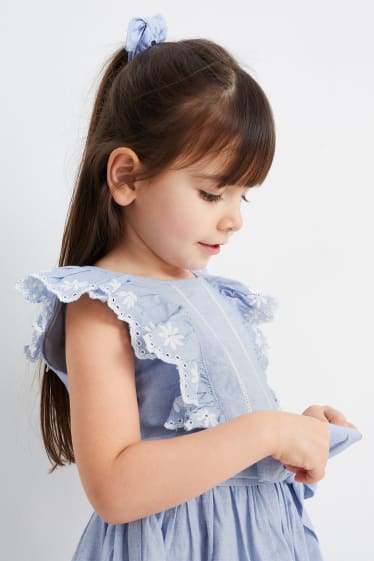 Bambini - Fiore - set - vestito e scrunchie - 2 pezzi - blu