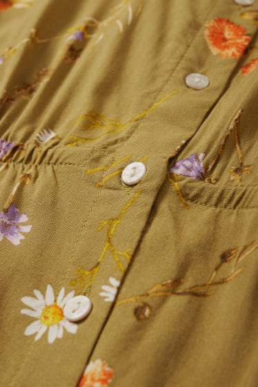 Dámské - Viskózové kojící šaty - s květinovým vzorem - zelená