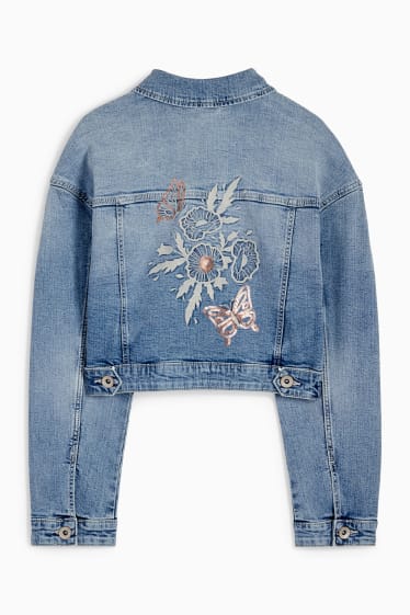 Bambini - Farfalla e fiore - giacca di jeans - jeans azzurro