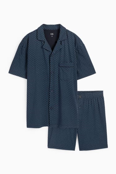Bărbați - Pijama scurtă - albastru închis