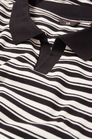 Herren - Poloshirt - gestreift - strukturiert - schwarz / weiß