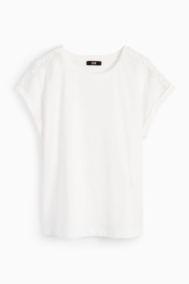Dámské - Tričko - krémově bílá