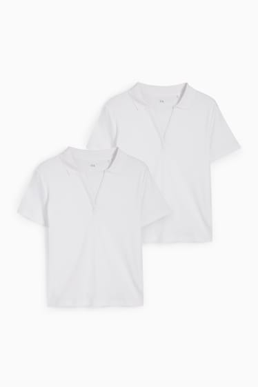 Dames - Set van 2 - basic poloshirt - wit